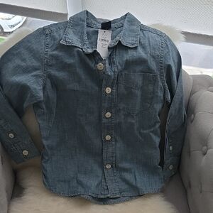 Blue Button-Up Denim Shirt